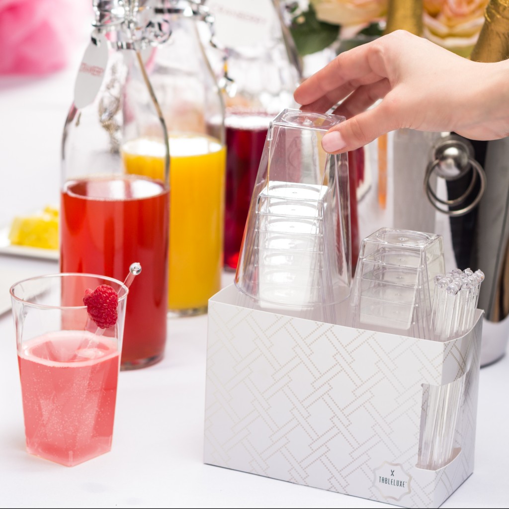 Mix up the best mimosas with our Luxe Cups with Swizzle Sticks #tableluxe #mimosas