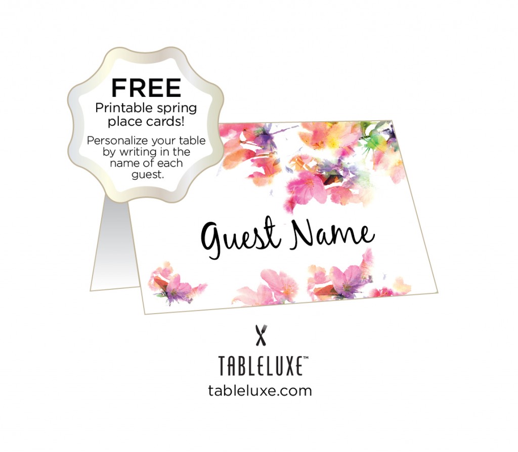 Personalize your table by writing in the name of each guest on these adorable spring place cards! Download the printable from our latest blog post #Tableluxe #HostessTips #PlaceCards